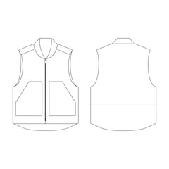 template vest kangaroo pocket vector illustration flat design outline clothing collection