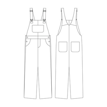 template bib overall vector illustration flat design outline clothing collection