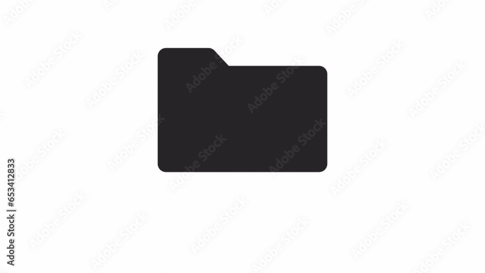 Poster Computer folder floating bw 2D element animation. Archives file folder outline flat ui element cartoon 4K video, alpha channel. Searching files. Shortcut animated loader isolated on white background