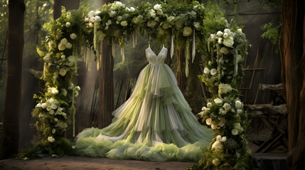 Sustainable Green Eco Wedding Decoration: Outdoor Concept with Elegant Dressing Frock, Eco-Friendly Event Styling