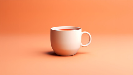 Cafe modelo 3d - Taza render 3d fondo liso - Fondo naranja - obrazy, fototapety, plakaty