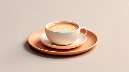 Cafe modelo 3d -render 3d fondo liso - Natural, cafe - obrazy, fototapety, plakaty
