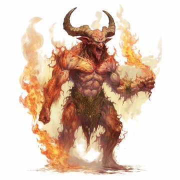 Illustration of an Ifrit on a white background