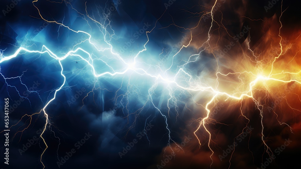 Wall mural electric lightning collision powerful illustration background power, light blast, electricity thunde