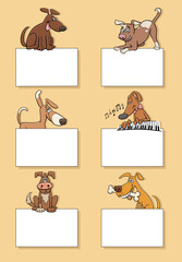 Fototapeta premium cartoon dogs and puppies with cards design set