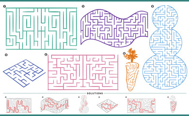 maze puzzle activities graphs set with solutions