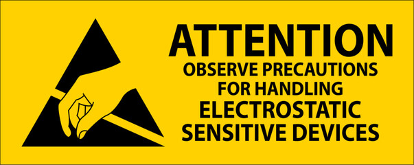Anti-Static Labels: Attention Observe Precautions for Handling - obrazy, fototapety, plakaty