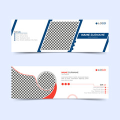 Modern and minimalist email signature or email footer template, Business email signature with an author photo place modern and minimal layout