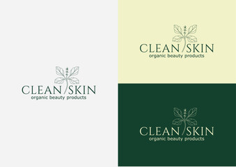 organic beauty products logo, beauty logo, botanical logo, clean skin logo , herbal logo