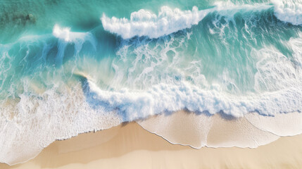 Fototapeta na wymiar Waves crashing on a sandy beach