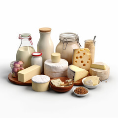 Various fresh dairy products.background