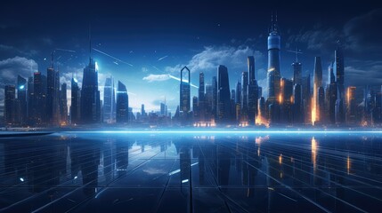 modern futuristic night city illustration light scape, digital building, future street modern futuristic night city