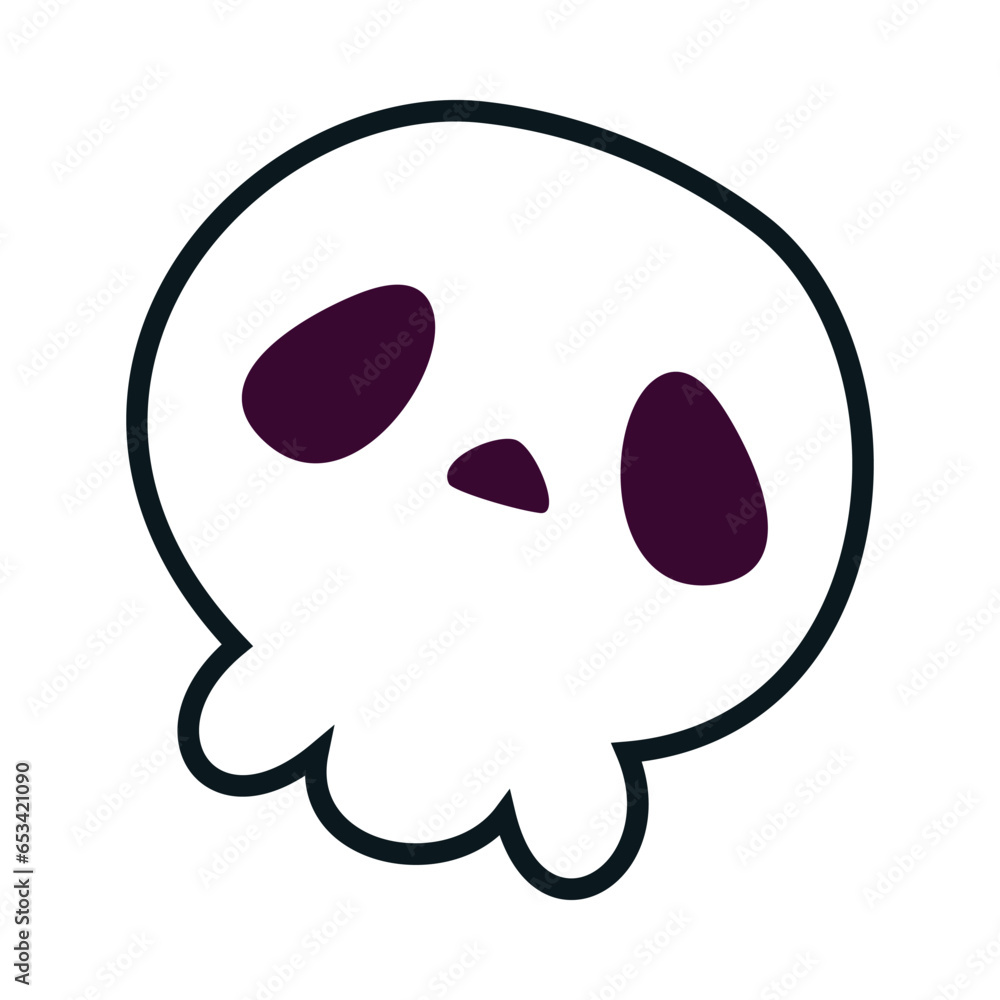 Poster Halloween with Skull as Dead Head with Black Eye and Nose Vector Illustration