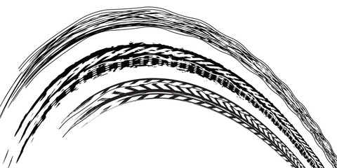 Tire mark. Car and motorcycle tire track vector set. Truck tread mark on the road concept. Vector tire mark from different tread type of car and moto wheel - obrazy, fototapety, plakaty