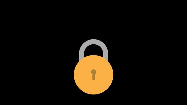 Animations open and lock the round padlock transparent for video editing assets