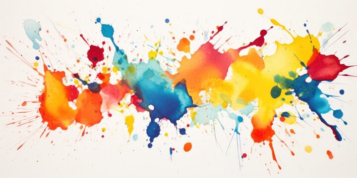 Splashes of colorful ink on white background.Abstract colorful splash watercolor art hand paint on white background, generative ai
