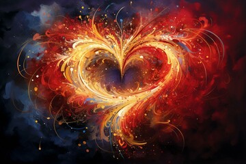 Cosmic heart - Stellar abstraction - Love celebration. Generative AI