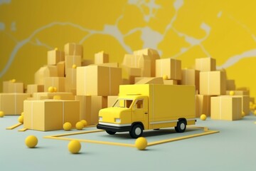 Fast delivery. E-commerce. Parcel. Delivery. Online tracking. Home and office. 3D render. Generative AI