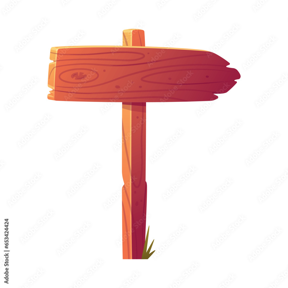 Poster wooden arrow pointer and board on pole for direction or information vector illustration
