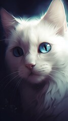 Blue eyed cat oil painting, Generative AI illustrations