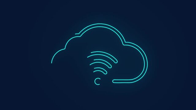 Data accessed with wireless internet connected cloud server animation
