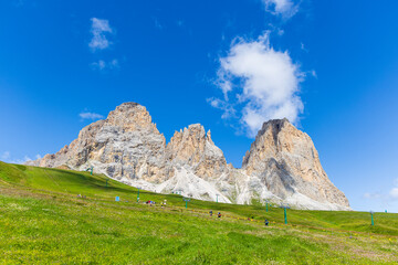 A view of the Dolomites and the countryside into Val di Fassa