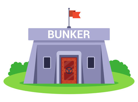 concrete bunker to protect people from missiles. flat vector illustration.
