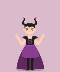 girl in devil costume at halloween party