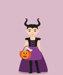 girl in devil costume at halloween party