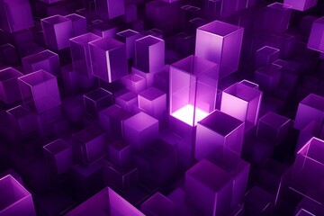 Abstract purple cube background. Generative AI