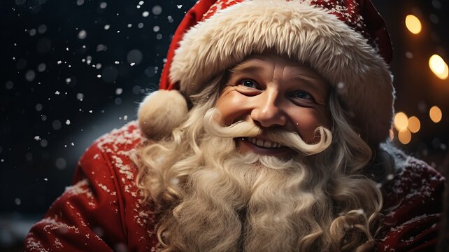 Cheerful Santa Claus with a Warm Smile in Festive Clothing