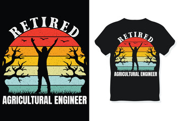 Retired agricultural engineer Retro Funny Retirement T-Shirt Design