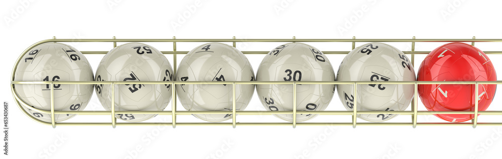 Poster row from lottery balls, 3d rendering isolated on transparent background