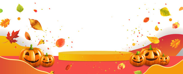 Autumn Banner Border With Autumn Leaves