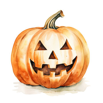 Watercolor Jack O Lantern Pumpkins, Watercolor Jacko Lantern Pumpkins