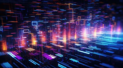 abstract voxel data flow illustration wave science, background 3d, digital audio abstract voxel data flow