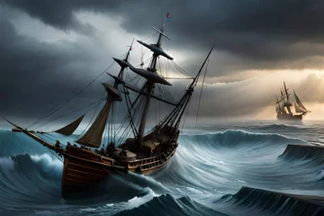 Dekokissen ship in the sea fighting with waves © Mohsin