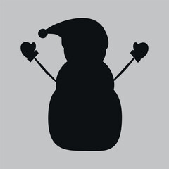 Silhouette of a snowman. Vector on gray background