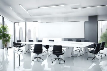 Conference room modern design, white empty wall. Modern furnished conference room beautifully designed. Meeting room in the office 