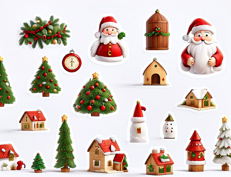 Christmas Stickers Illustration, Santa Claus background