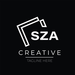 SZA letter logo design on Black background. SZA creative initials letter logo concept. SZA letter design.