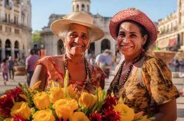 Foto op Canvas Cuban old lady selling flowers at town square.  © IRStone