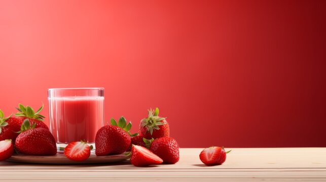 Strawberry juice. Strawberry juice in a glass. Healthy and diet food. Food photography. AI generated.