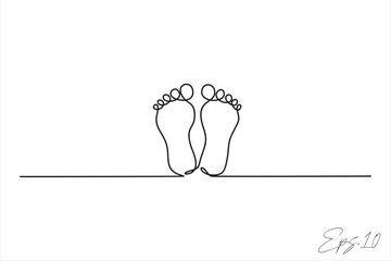 two footprints continuous line vector illustration