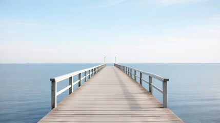 Fototapeta na wymiar a long pier stretching out into the ocean on a sunny day. generative ai