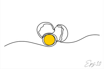 broken egg continuous line vector illustration