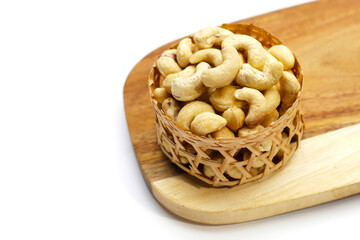 Cashew nuts on white background.