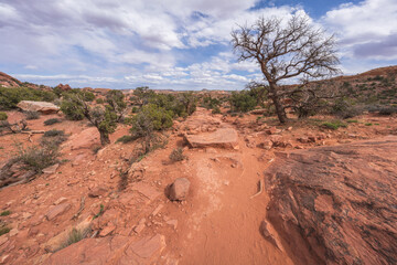 hiking the upheaval dome trail, canyonlands national park, usa