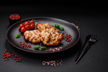 Delicious fried chicken chop or pork meat fried breaded with salt, spices and herbs