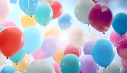 Foto op Plexiglas Colorful birthday balloons background © mica